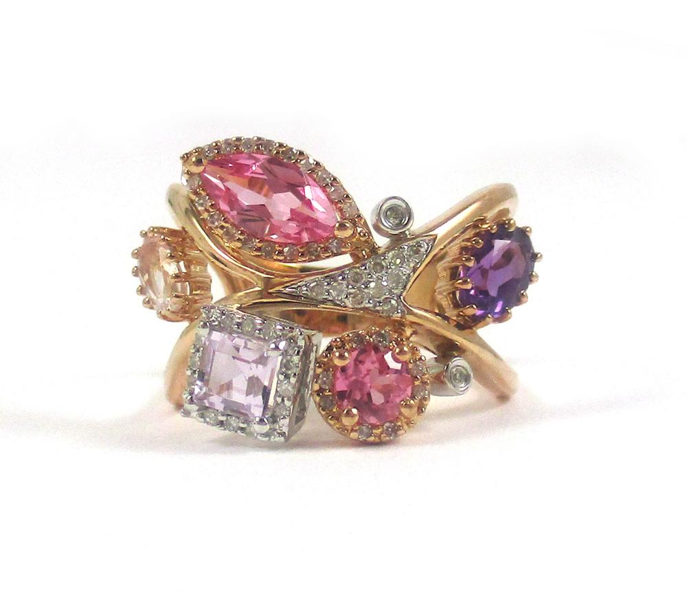 Appraisal: PINK SAPPHIRE QUARTZ AND FOURTEEN KARAT GOLD RING The k