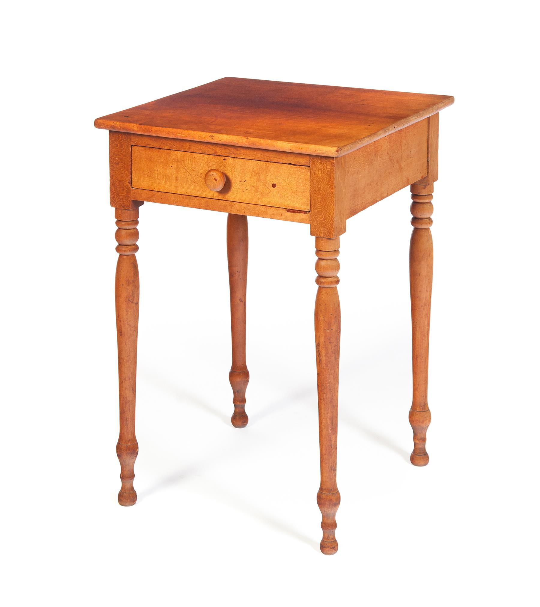 Appraisal: AMERICAN COUNTRY SHERATON ONE-DRAWER STAND Mid nineteenth century cherry with