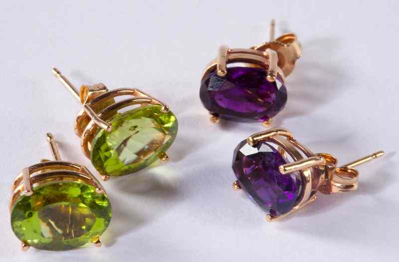 Appraisal: Two Pairs of Gem Set Ear Studsthe first of oval