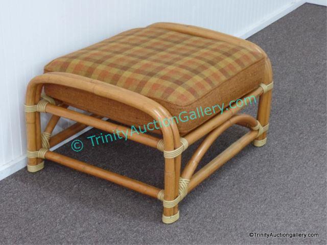 Appraisal: Mid Century Ritts Co Tropitan Rattan Ottoman Produced in the