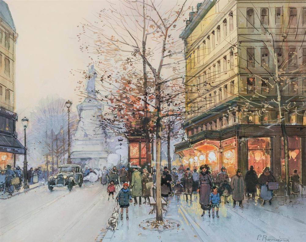 Appraisal: PAUL RENARD French - Paris Street Scene watercolor on paper