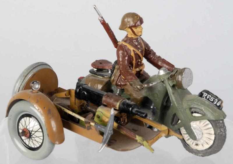 Appraisal: Elastolin cm French Motorcycle with Sidecar Motorcycle with French soldier