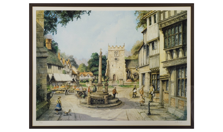 Appraisal: W Huntington Framed Limited Edition Print Showing Old Poulton Signed