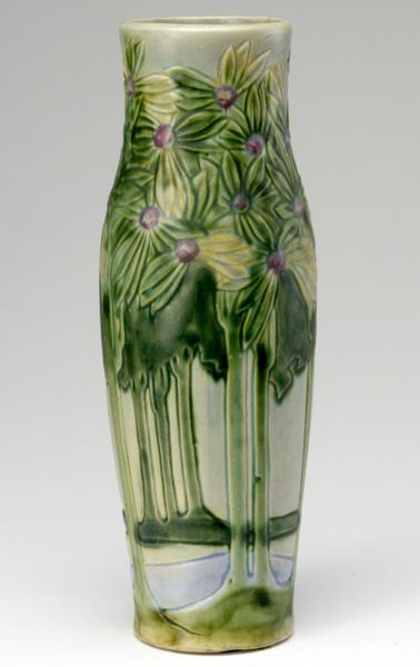 Appraisal: ROSEVILLE Vista pattern cylindrical vase in shades of lavender and