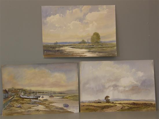 Appraisal: Keith Burtonshaw three watercolours of East Anglia Norfolk Fields Wells