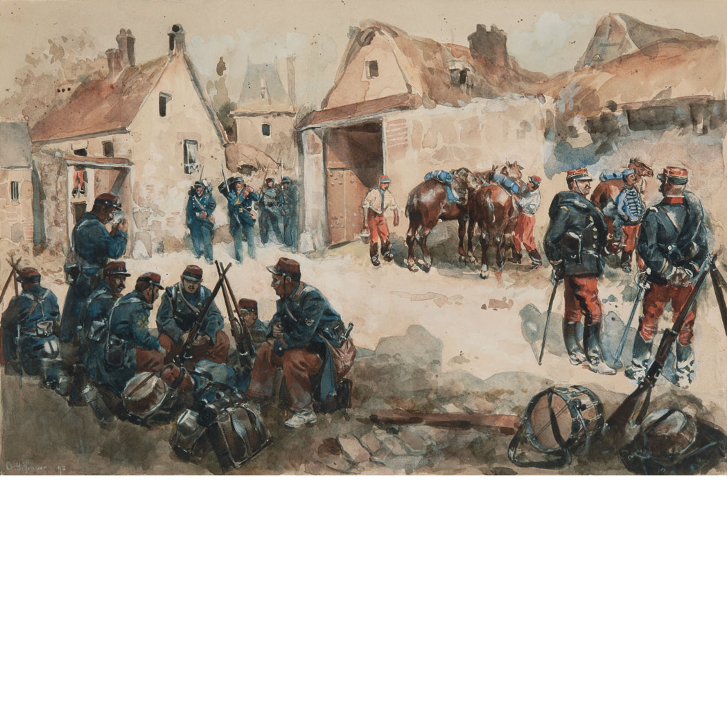 Appraisal: Charles Hoffbauer French - Les Repos des Soldats Signed Ch