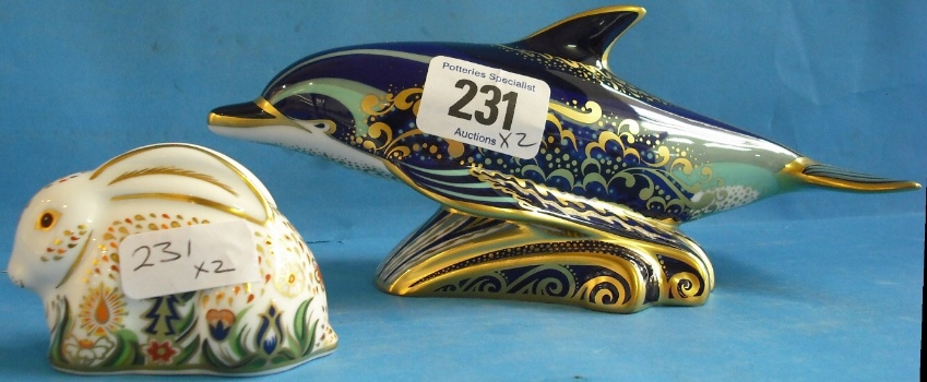 Appraisal: Royal Crown Derby Paperweights Lyme Bay Dolphin with certificate and