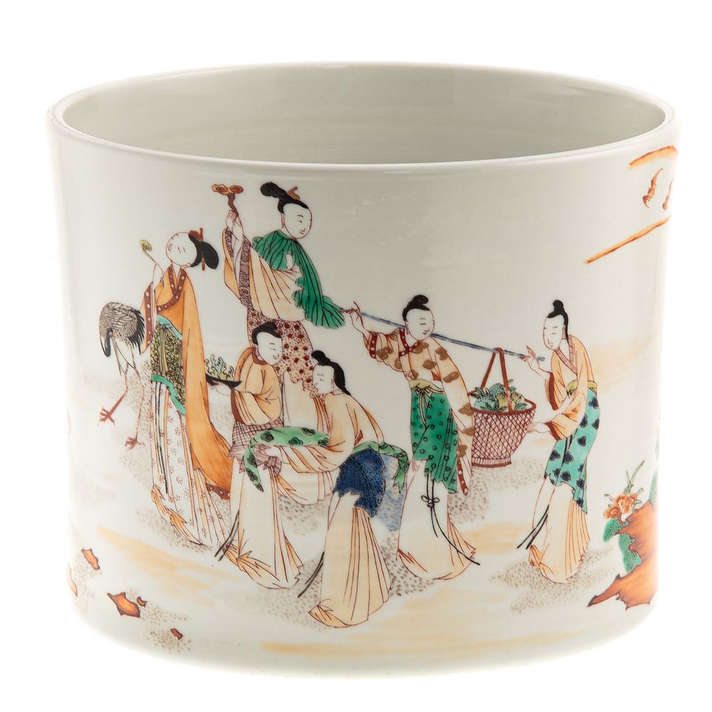 Appraisal: Chinese Rouge De Fer Porcelain Vase Cylindrical vase with figures