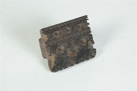 Appraisal: PRINTING BLOCK Indian th century hardwood Textile printing block with