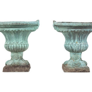 Appraisal: A Pair of Cast Metal Planters th Century Height x