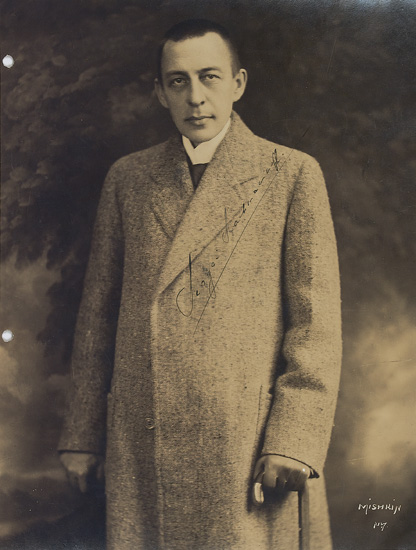 Appraisal: RACHMANINOFF SERGEI Photograph Signed -length portrait by Mishkin showing the