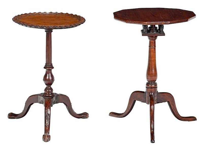 Appraisal: Two Period Tripod Candle Stands American British th th century