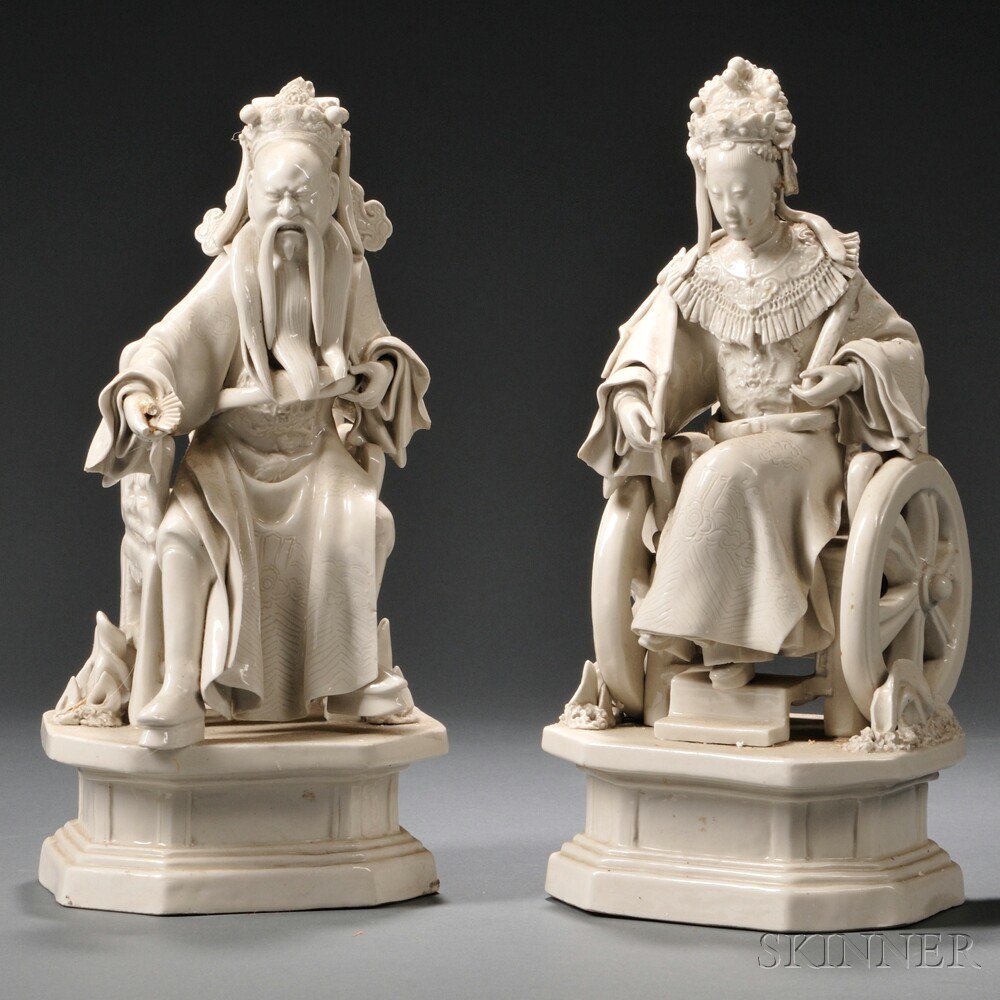 Appraisal: Blanc de Chine Couple China th century depicted seated in