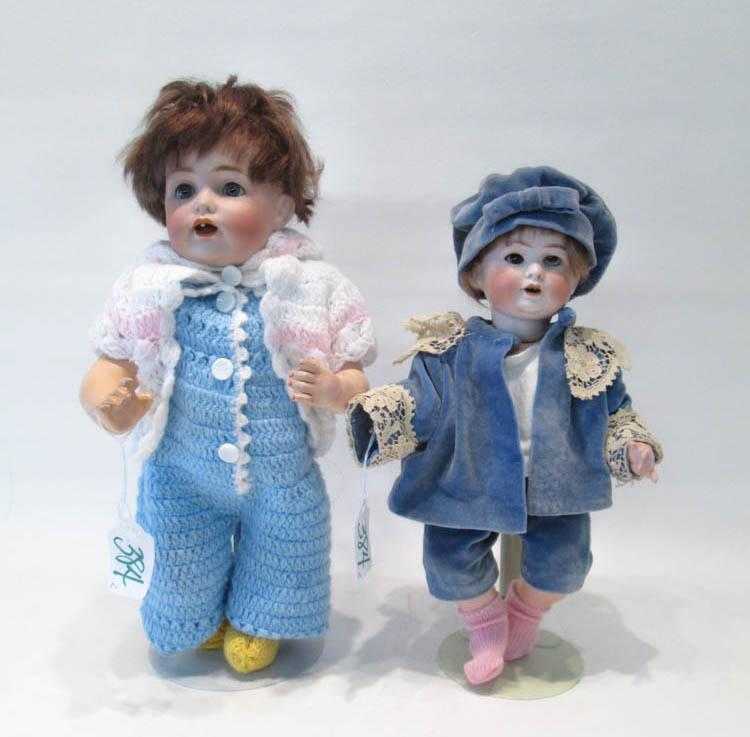 Appraisal: TWO GERMAN BISQUE SOCKET HEAD DOLLS J D Kestner having