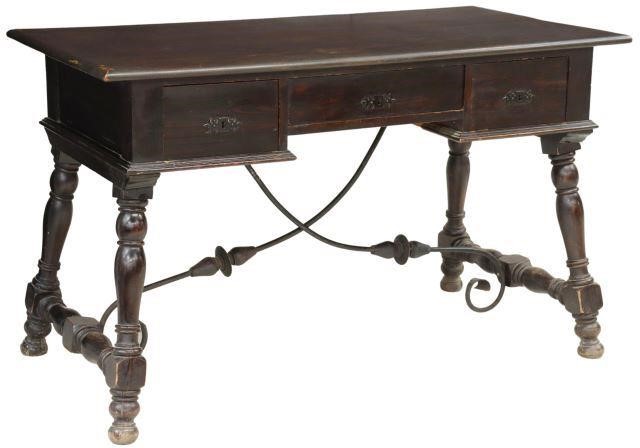 Appraisal: Spanish Baroque style ebonized desk th c having rectangular top