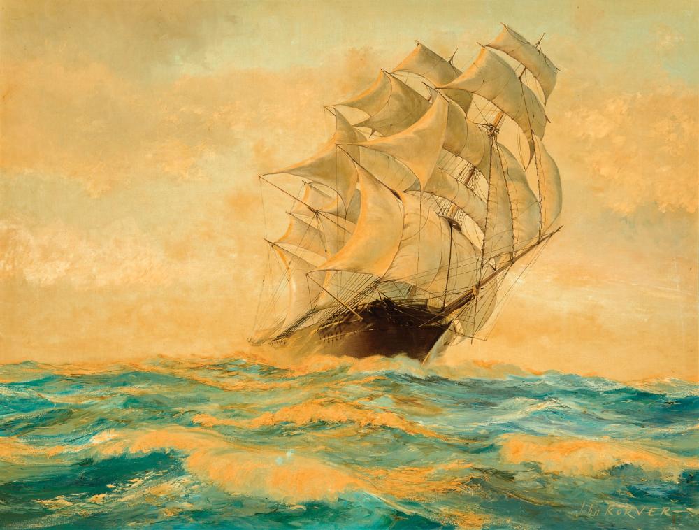 Appraisal: John Korver American Louisiana - Ship at Sea oil on