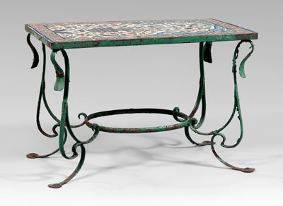 Appraisal: Persian tile and wrought iron table top composed of til