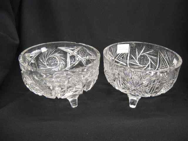 Appraisal: Pair of Cut Glass Footed Bowls pinwheel fan '' diameter