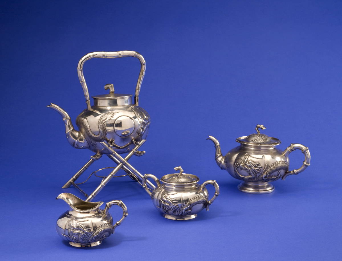 Appraisal: CHINESE EXPORT SILVER ASSEMBLED FOUR-PIECE TEA SERVICE LATE NINETEENTH MID-TWENTIETH