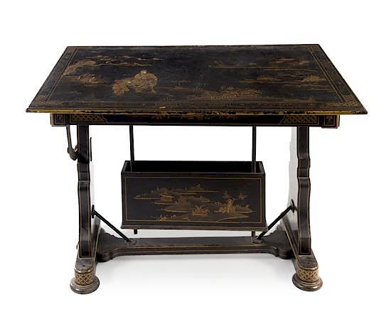 Appraisal: An English Black Japanned Ship's Table Height x width x