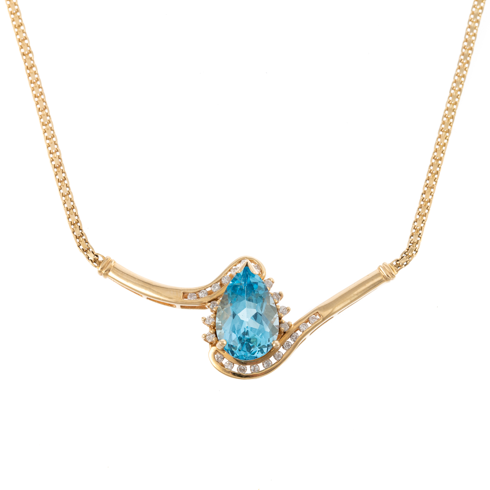 Appraisal: A CT BLUE TOPAZ DIAMOND NECKLACE IN K K yellow