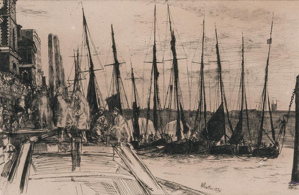 Appraisal: JAMES ABBOTT McNEIL WHISTLER American - Billingsgate etching and drypoint