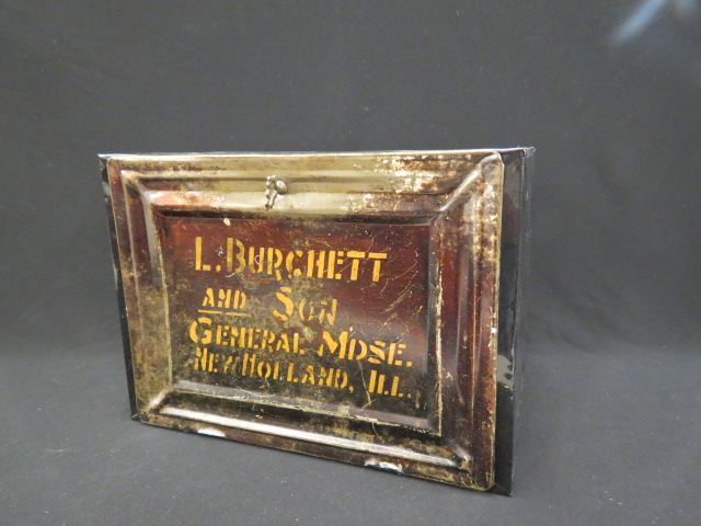 Appraisal: Victorian Tin Store Size Bread Box advertising L Burchett Son