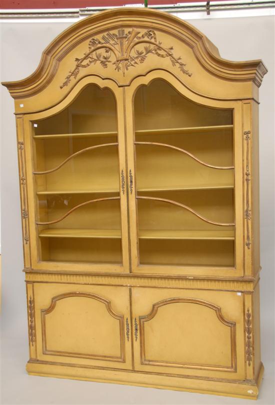 Appraisal: PART NEO-CLASSICAL STYLE CABINET White tooled glazed doors and carvings