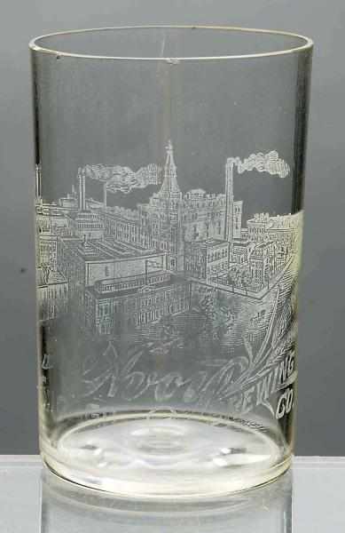 Appraisal: McAvoy Brewing Co Acid-Etched Beer Glass Factory scene Some wear