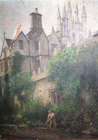 Appraisal: TH CENTURY ENGLISH SCHOOLMagdalen College from the river with figure