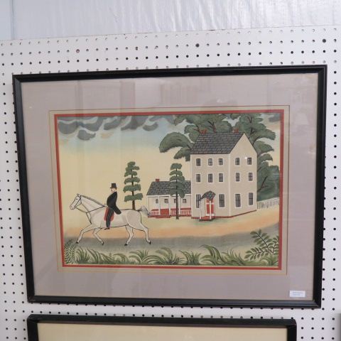 Appraisal: Elizabeth M Gruse lithograph colonial style gentleman on horseback listed