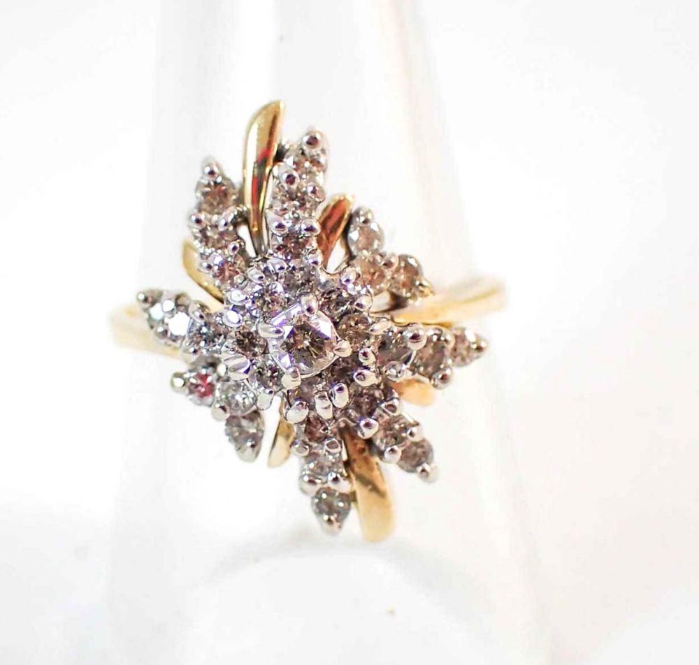 Appraisal: DIAMOND AND FOURTEEN KARAT GOLD RING The k yellow gold