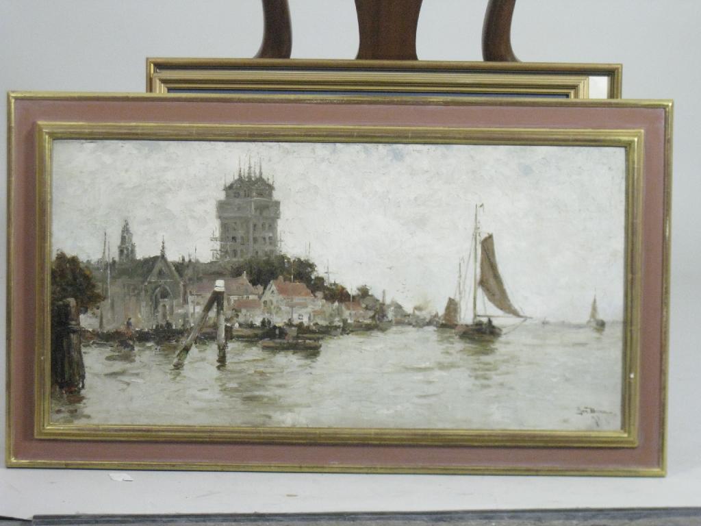 Appraisal: GEORGE BUNN fl - Dordrecht Harbour Holland signed and dated