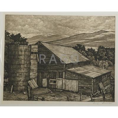 Appraisal: LUIGI LUCIONI Italian American - Two etchings of farmlands and