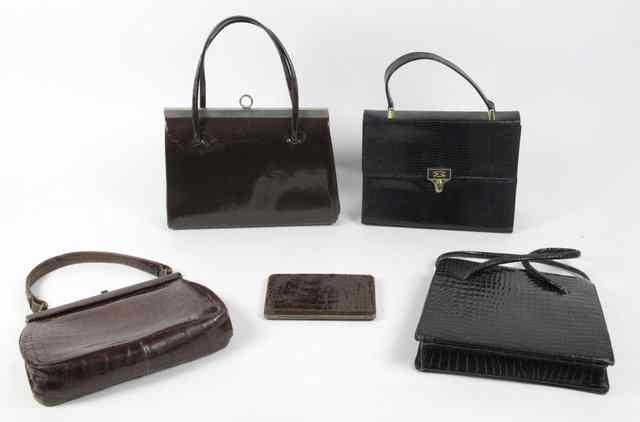 Appraisal: Two crocodile handbags and two other leather handbags cm wide