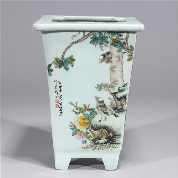 Appraisal: Chinese famille rose enameled porcelain planter with birds flowers and