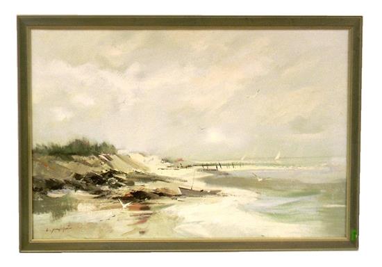 Appraisal: Charles Grupp Connecticut b oil on canvas depicting desolate white