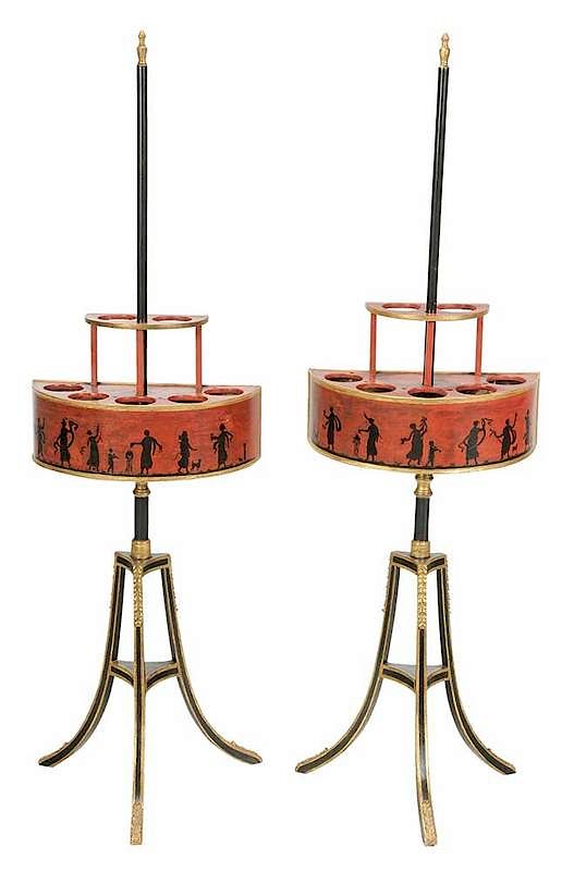 Appraisal: Pair Regency Style Plant Stands British th century elements each