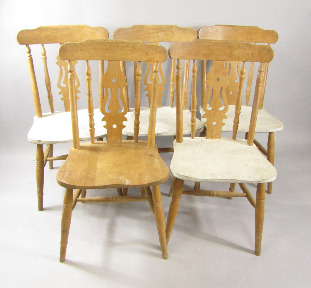 Appraisal: A set of five oak and ash kitchen chairs with