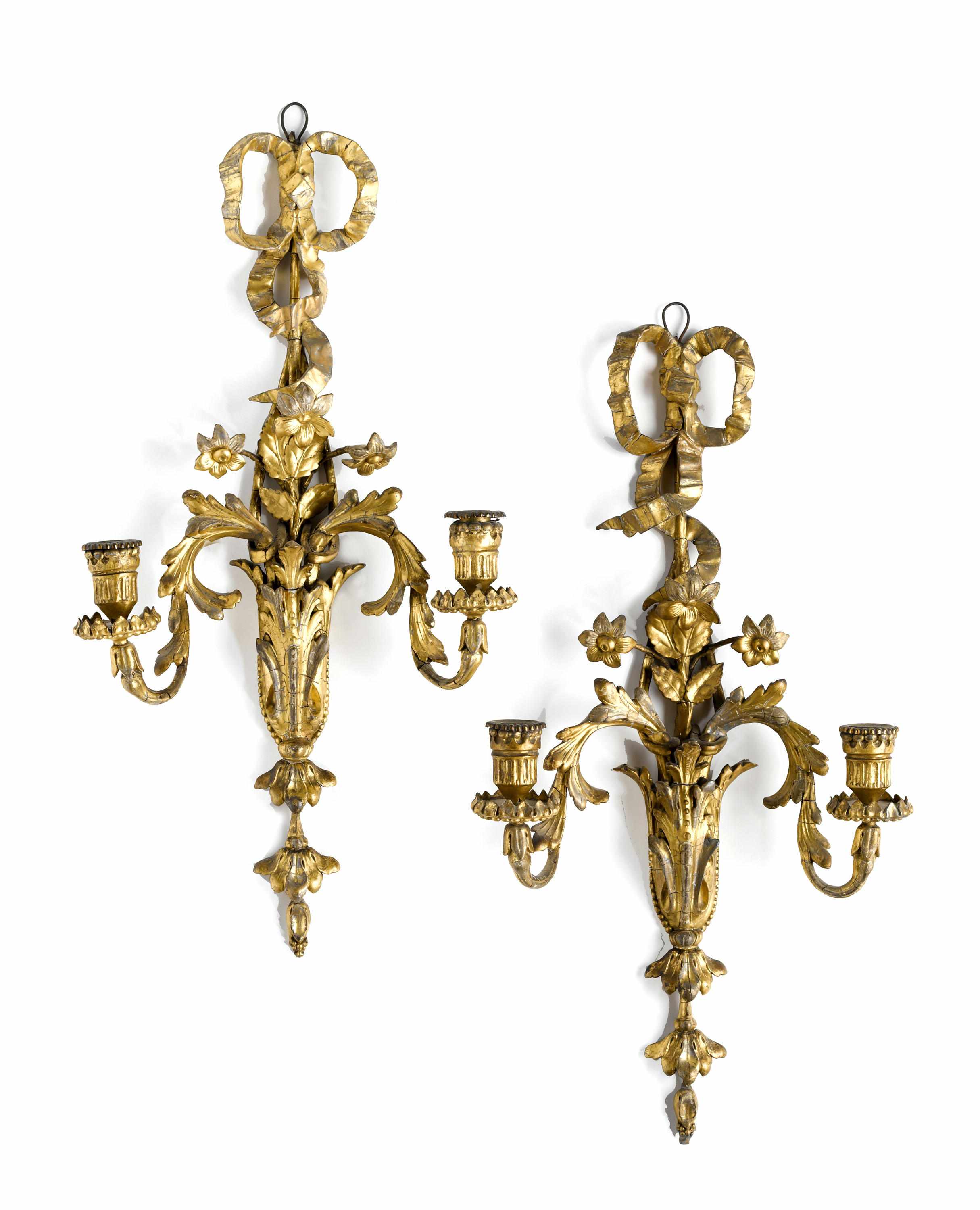 Appraisal: A pair of Louis XVI gilt gesso bras de lumire