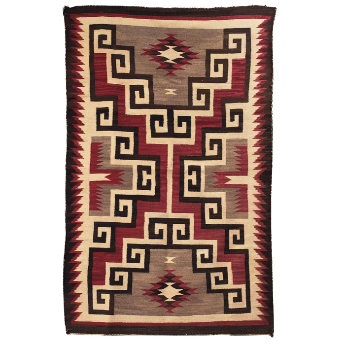 Appraisal: Navajo rug c in red gray and brown with a