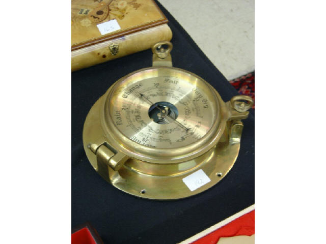 Appraisal: BRASS PORT HOLE BAROMETER