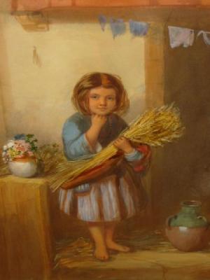 Appraisal: J CRUICKSHANK Portrait of a Girl holding a Corn Sheaf