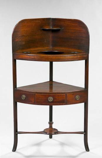 Appraisal: Edwardian Mahogany Corner Dressing Stand ca the superstructure rounded and