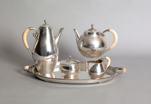 Appraisal: Georg Jensen five piece sterling silver tea service ca comprising