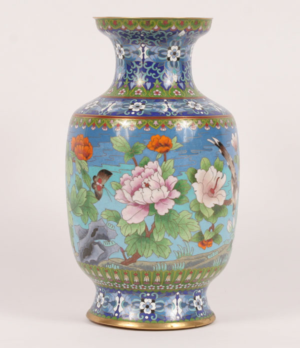 Appraisal: Tall Asian cloisonne vase on stand H