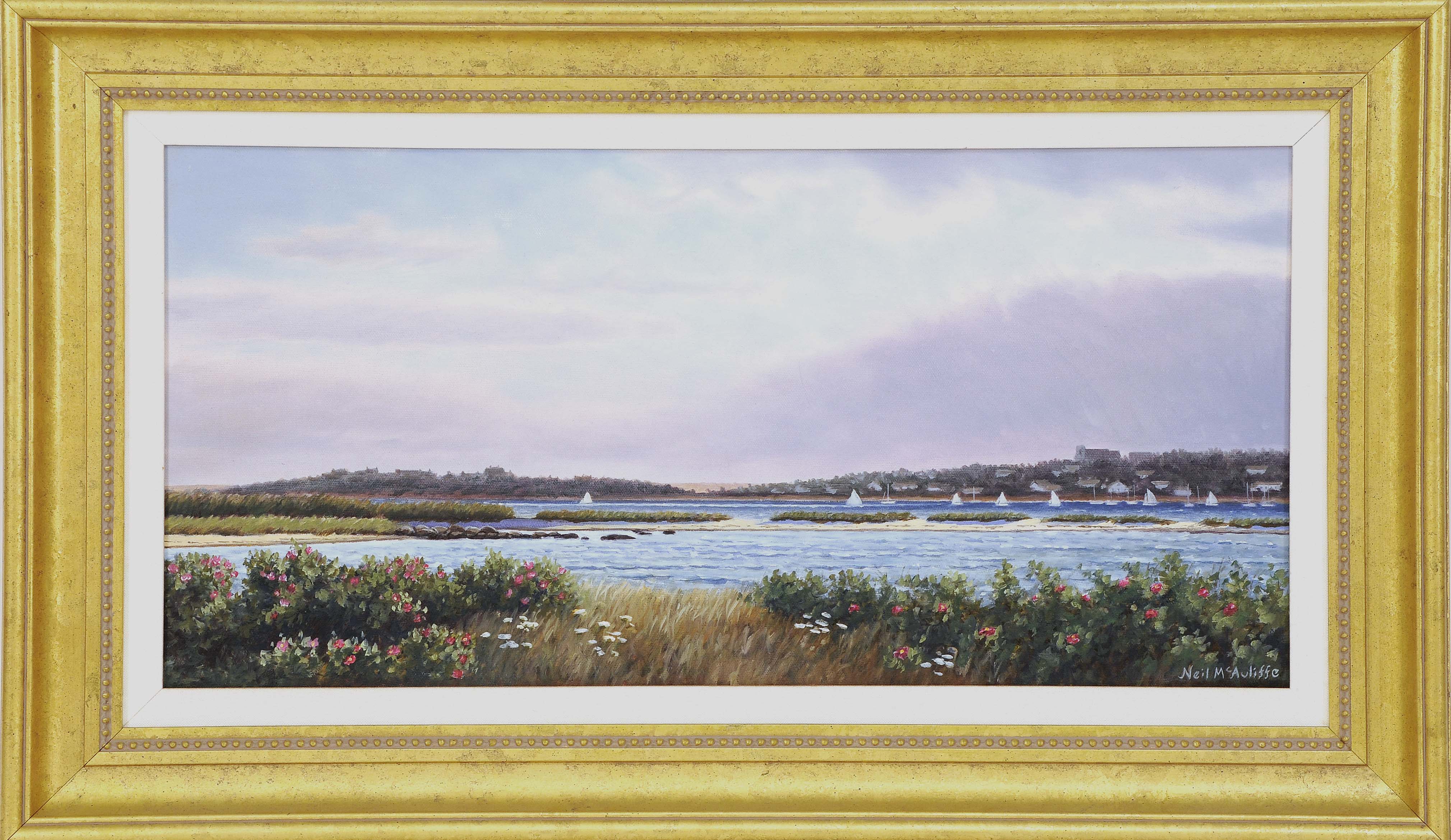 Appraisal: NEIL MCAULIFFEAmerican ContemporaryLewis Bay Massachusetts with sailboats and beach roses