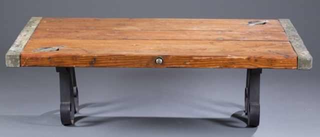 Appraisal: Repurposed Hatch Cover Pine Table Hatch cover from a WWI