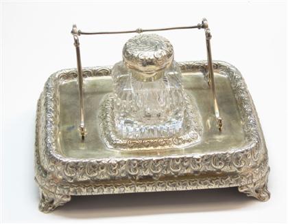 Appraisal: Sterling silver pen and ink stand th th century H