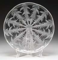 Appraisal: LALIQUE CAKE PLATE Clear crystal glass with thistle leaf decoration